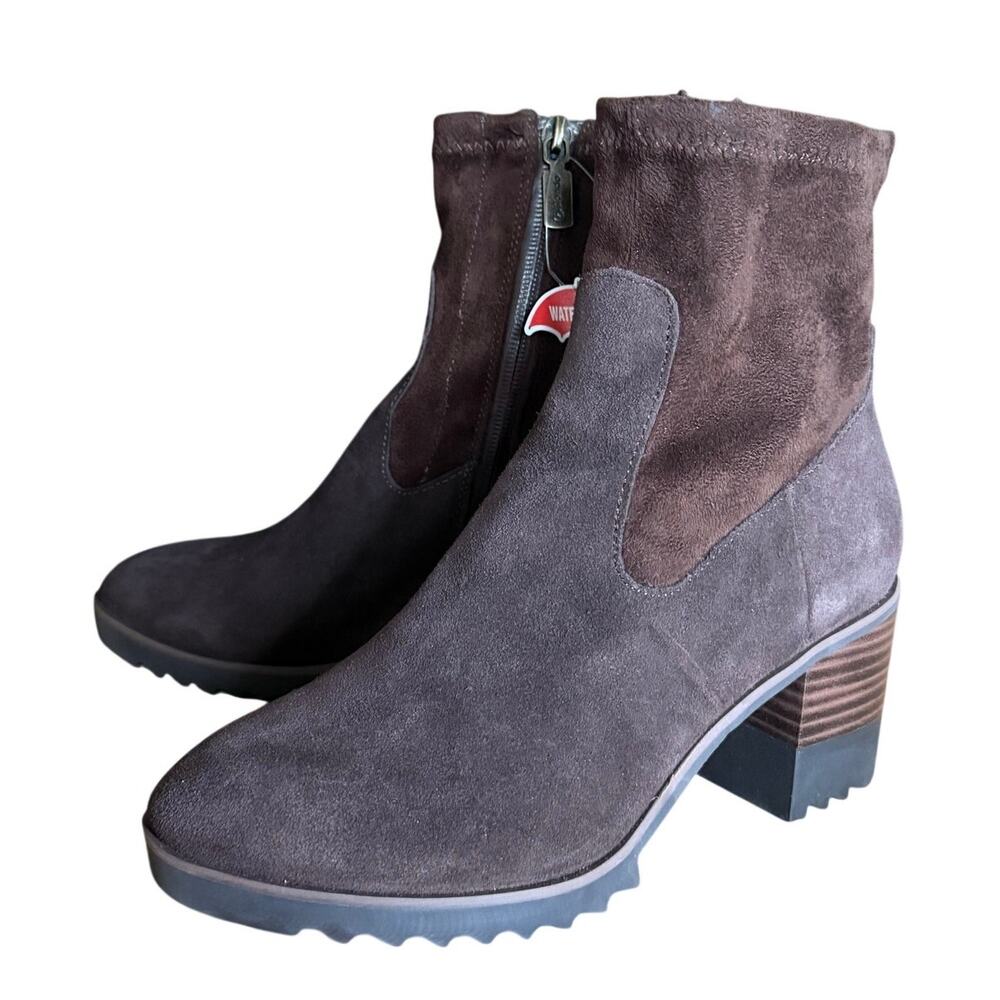 Blondo Waterproof Brown Suede Rosalyn Heeled Ankle Sock Bootie Boots Sz 7